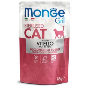 Monge Grill Cat Sterilised Vitello Buste per Gatto da 85 gr.
