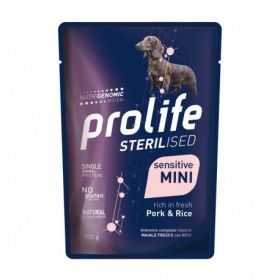 Prolife Wet Dog Adult Mini Sterilised Maiale e riso 100 Gr. - cibo umido per cane sensitive #m