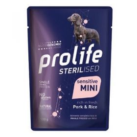 Prolife Wet Dog Adult Mini Sterilised Maiale e riso 100 Gr. - cibo umido per cane sensitive